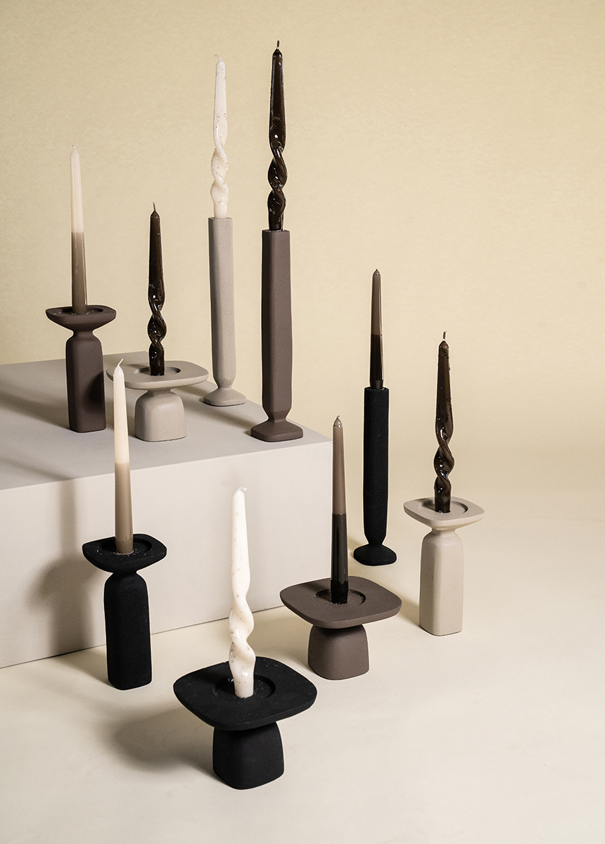 Candle holder Squand medium - brown