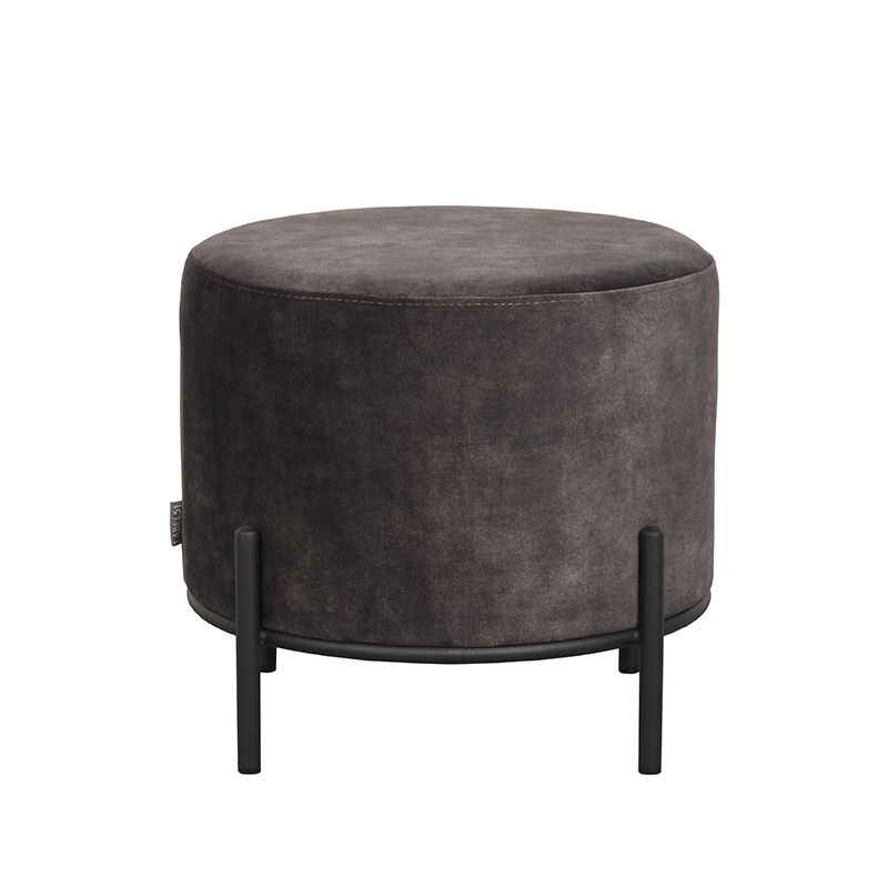 LABEL51 Poef Troy - Antraciet - Velours - L