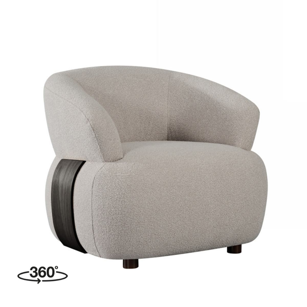 LABEL51 Fauteuil Valenza - Naturel - Boucle - Zwart Eiken