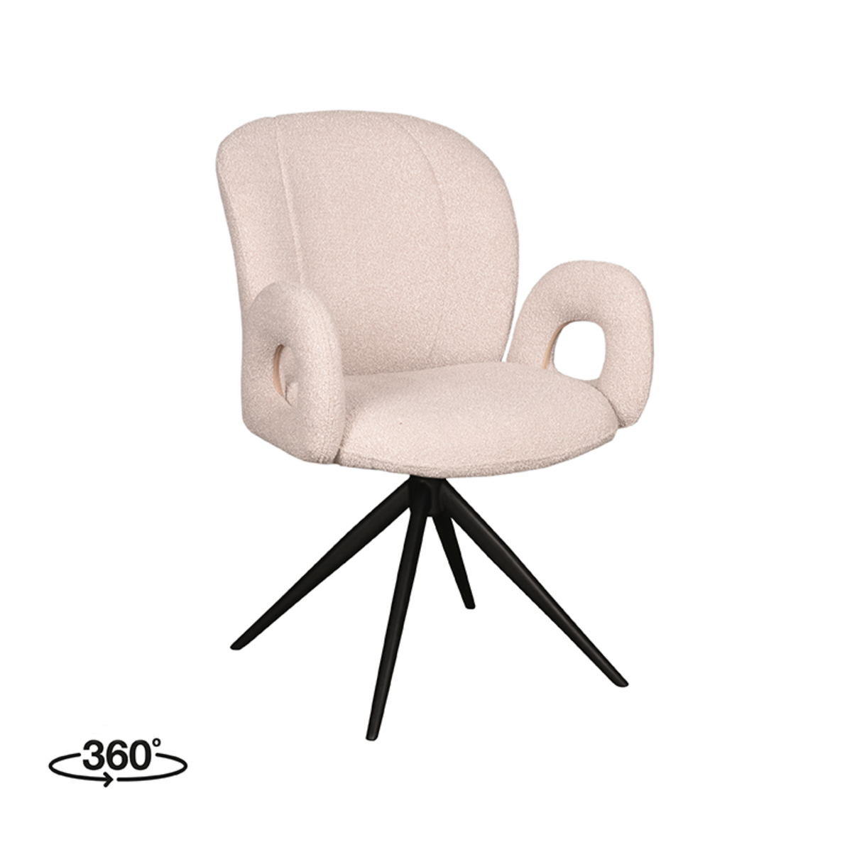 LABEL51 Eetkamerstoel Neo - Naturel - Boucle - Zwart Onderstel