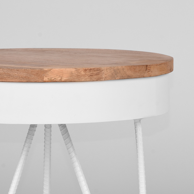 LABEL51 Bijzettafel Saran - Wit - Mangohout - 44 cm