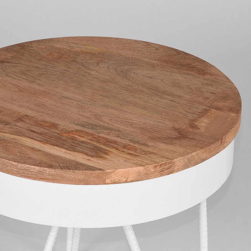 LABEL51 Bijzettafel Saran - Wit - Mangohout - 44 cm