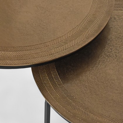 LABEL51 Salontafel Set Circle - Antiek goud - Metaal - 55 cm