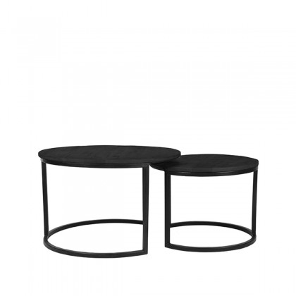 LABEL51 Salontafel Double - Zwart - Mangohout - 70 cm