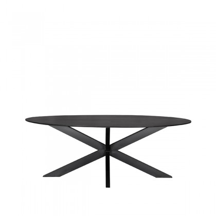 LABEL51 Eetkamertafel Zion - Zwart - Mangohout - 210 cm - Ovaal