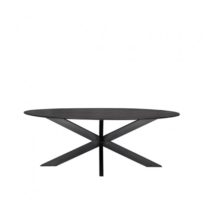 LABEL51 Eetkamertafel Zion - Zwart - Mangohout - 210 cm - Ovaal