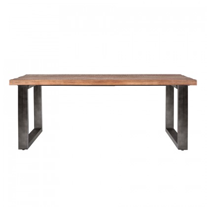 Eettafel Mango massief met metalen poot 160x90 - zwart