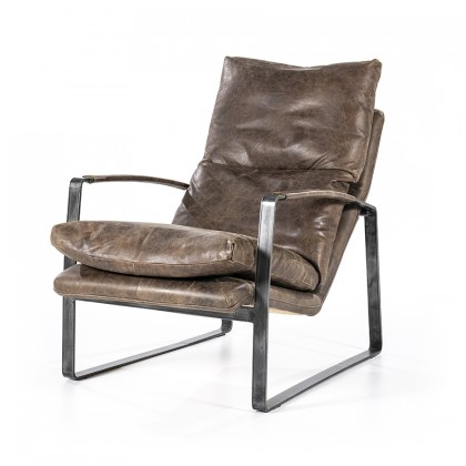 Fauteuil Lex - donkerbruin vintage leer