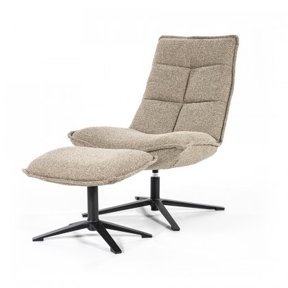 Fauteuil Marcus met voetenbank- beige Baquer