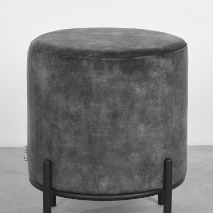 LABEL51 Poef Troy - Antraciet - Velours - M