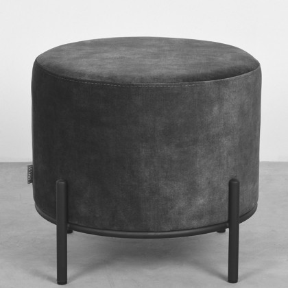 LABEL51 Poef Troy - Antraciet - Velours - L