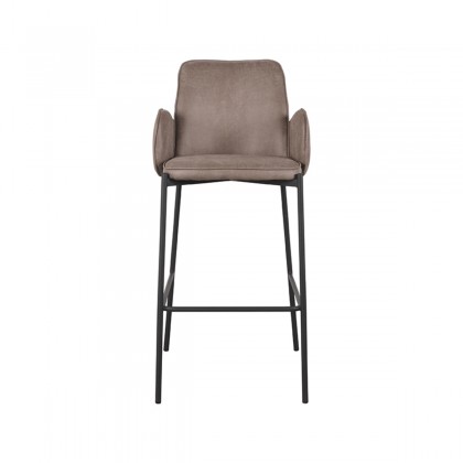 LABEL51 Barkruk Joni - Taupe - Microfiber - Zithoogte 78