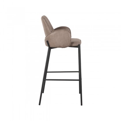 LABEL51 Barkruk Joni - Taupe - Microfiber - Zithoogte 78