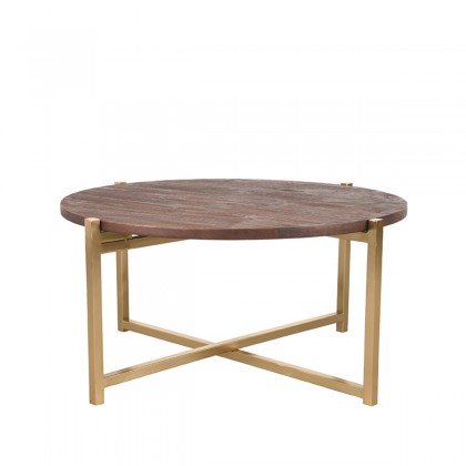 LABEL51 Salontafel Dox - Espresso - Mangohout - 70 cm - Goud