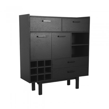 LABEL51 Bergkast Cali - Zwart - Eiken - Hoge Kast