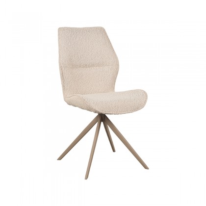 LABEL51 Eetkamerstoel Comfy - Naturel - Boucle - Taupe Onderstel