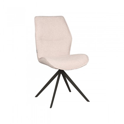 LABEL51 Eetkamerstoel Comfy - Naturel - Boucle - Zwart Onderstel