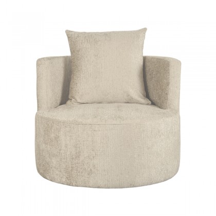 LABEL51 Fauteuil Evy - Beige - Fluweel - 90 cm