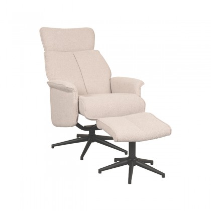 LABEL51 Fauteuil Verdal - Naturel - Boucle - Incl. Hocker