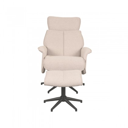 LABEL51 Fauteuil Verdal - Naturel - Boucle - Incl. Hocker