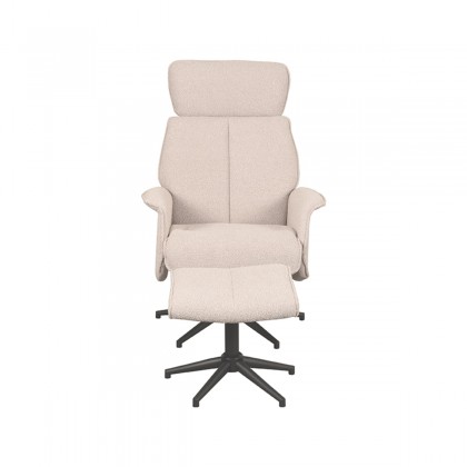 LABEL51 Fauteuil Verdal - Naturel - Boucle - Incl. Hocker