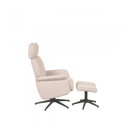 LABEL51 Fauteuil Verdal - Naturel - Boucle - Incl. Hocker