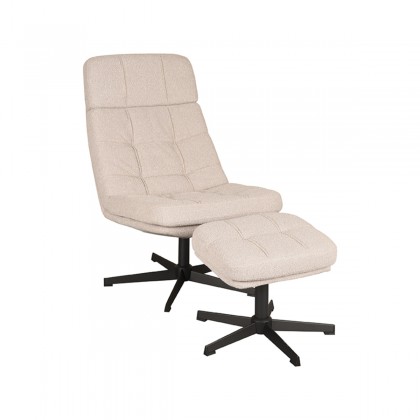 LABEL51 Fauteuil Alvar - Naturel - Boucle - Incl. Hocker