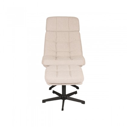 LABEL51 Fauteuil Alvar - Naturel - Boucle - Incl. Hocker