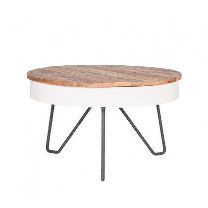 LABEL51 Salontafel Saria - Wit - Mangohout - Rond - 80 cm