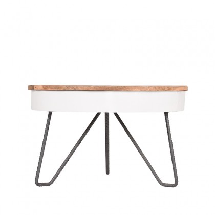 LABEL51 Salontafel Saria - Wit - Mangohout - Rond - 80 cm