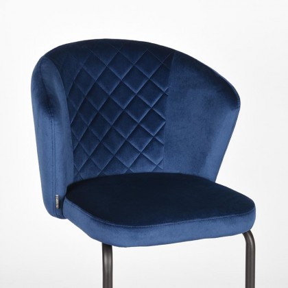 LABEL51 Eetkamerstoel Flow - Blauw - Fluweel