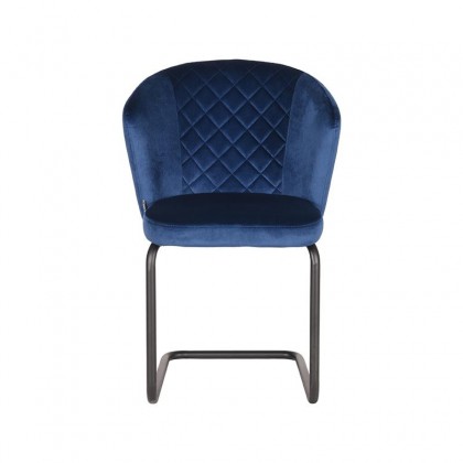 LABEL51 Eetkamerstoel Flow - Blauw - Fluweel
