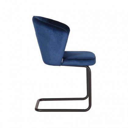 LABEL51 Eetkamerstoel Flow - Blauw - Fluweel