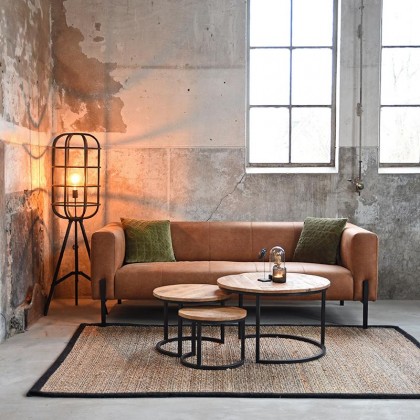 LABEL51 Bank Palermo - Cognac - Leder - 3-Zits