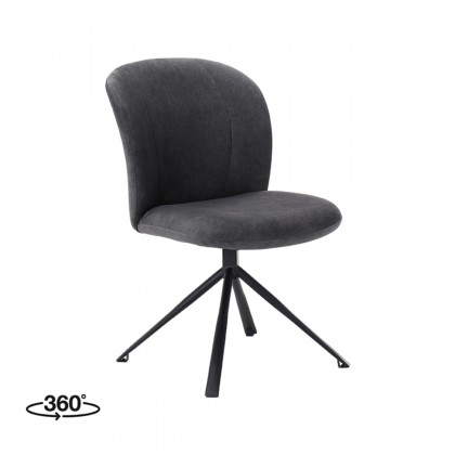 LABEL51 Eetkamerstoel Kimo - Antraciet - Cosmo - Zwart Onderstel