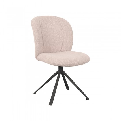 LABEL51 Eetkamerstoel Kimo - Naturel - Boucle - Zwart Onderstel