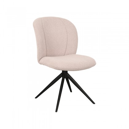 LABEL51 Eetkamerstoel Kimo - Naturel - Boucle - Zwart Onderstel