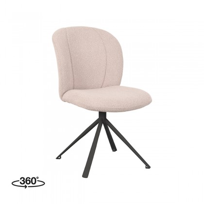 LABEL51 Eetkamerstoel Kimo - Naturel - Boucle - Zwart Onderstel