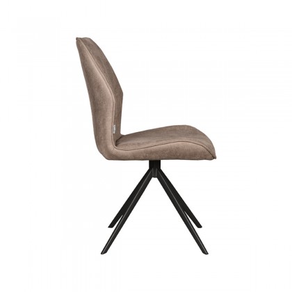 LABEL51 Eetkamerstoel Comfy - Taupe - Micro Suede - Zwart Onderstel