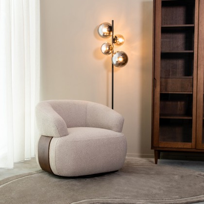 LABEL51 Fauteuil Valenza - Naturel - Boucle - Zwart Eiken