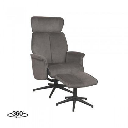 LABEL51 Fauteuil Verdal - Antraciet - Cosmo - Incl. Hocker