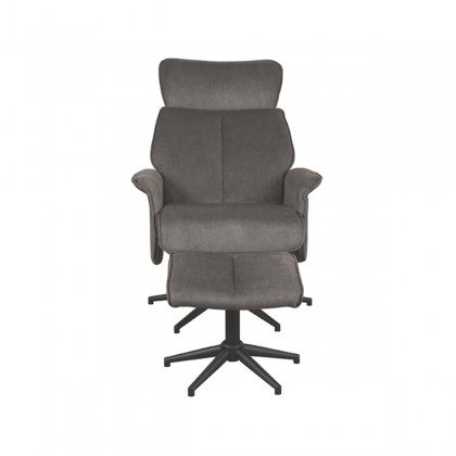 LABEL51 Fauteuil Verdal - Antraciet - Cosmo - Incl. Hocker