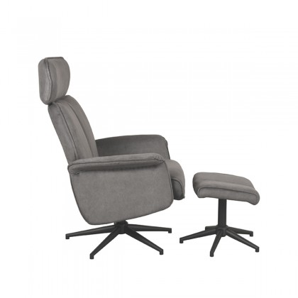 LABEL51 Fauteuil Verdal - Antraciet - Cosmo - Incl. Hocker