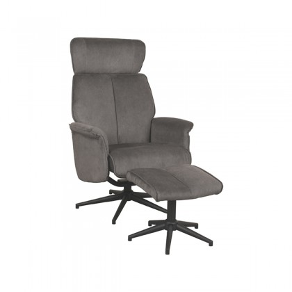 LABEL51 Fauteuil Verdal - Antraciet - Cosmo - Incl. Hocker