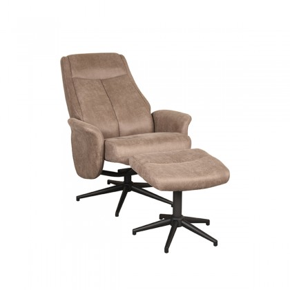 LABEL51 Fauteuil Bergen - Taupe - Micro Suede - Incl. Hocker