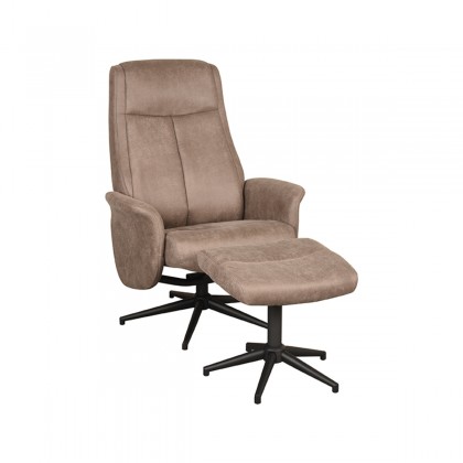 LABEL51 Fauteuil Bergen - Taupe - Micro Suede - Incl. Hocker