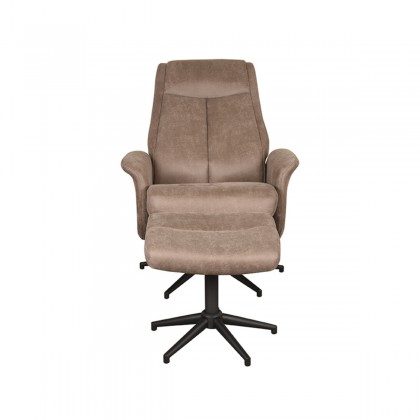 LABEL51 Fauteuil Bergen - Taupe - Micro Suede - Incl. Hocker