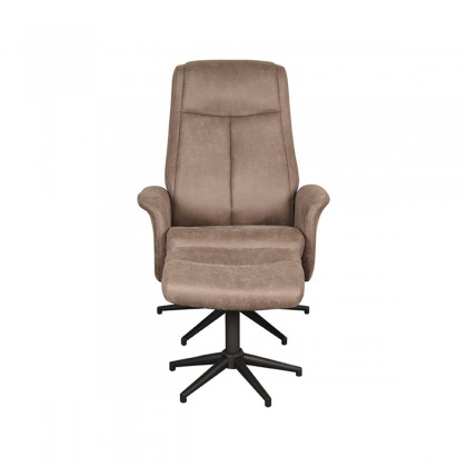 LABEL51 Fauteuil Bergen - Taupe - Micro Suede - Incl. Hocker