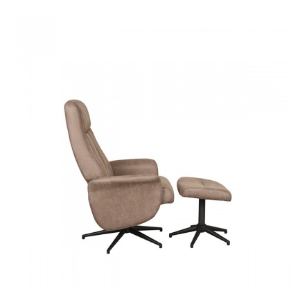 LABEL51 Fauteuil Bergen - Taupe - Micro Suede - Incl. Hocker