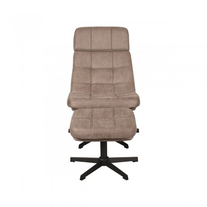 LABEL51 Fauteuil Alvar - Taupe - Boucle - Incl. Hocker